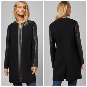 Ted Baker Black Wool Blend Long Coat Size 1 - The Vipper Jacket